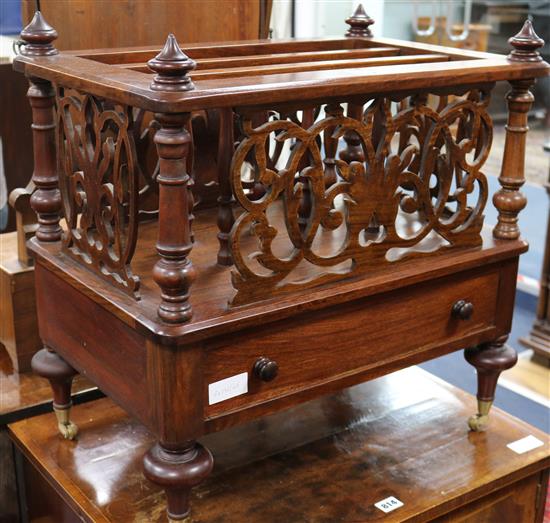 A Victorian style hardwood canterbury W.58cm